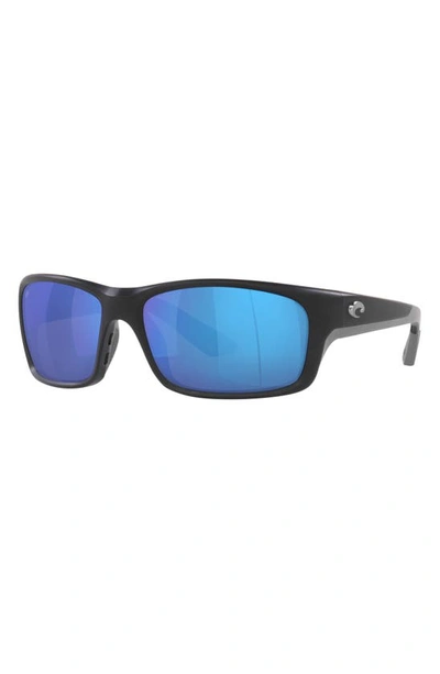 Shop Costa Del Mar Jose Pro 62mm Polarized Oversize Rectangular Sunglasses In Matte Black