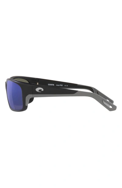 Costa Del Mar Jose Pro 62mm Polarized Oversize Rectangular Sunglasses In Matte Black