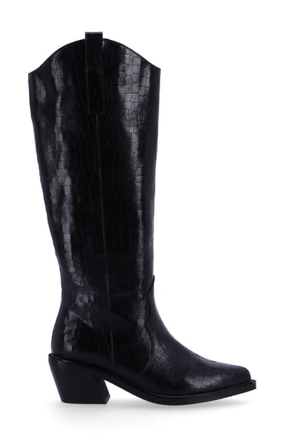 Shop Alohas Mount Alli Croc Embossed Western Boot In Alli Black