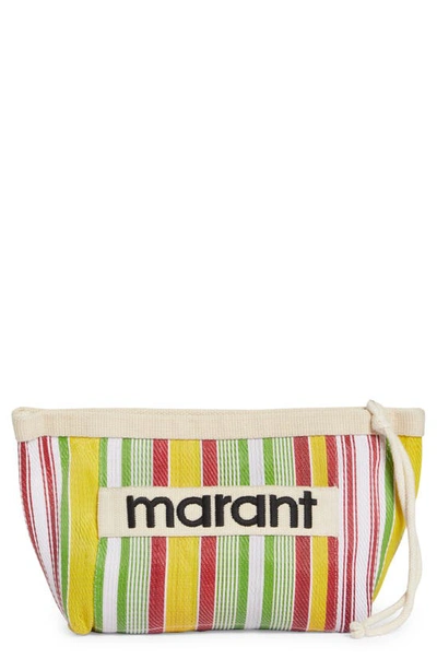 Shop Isabel Marant Powden Stripe Nylon Pouch In Multicolor Yellow