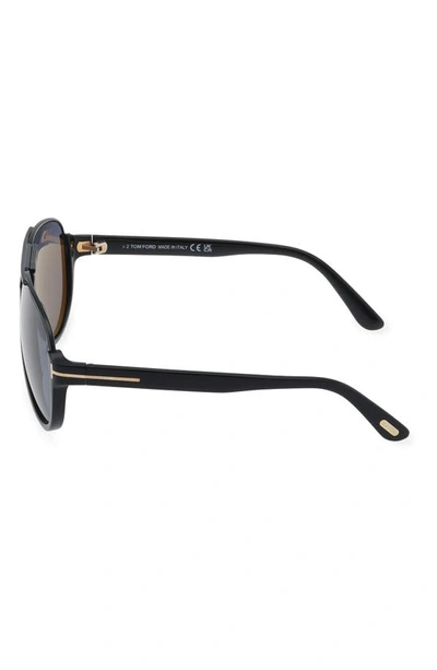 Tom Ford Dimitry 59mm Polarized Aviator Sunglasses In Shiny Black / Smoke