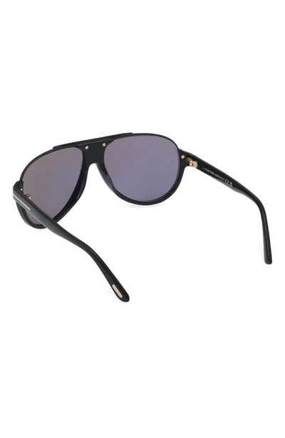 Shop Tom Ford Dimitry 59mm Polarized Aviator Sunglasses In Shiny Black / Smoke