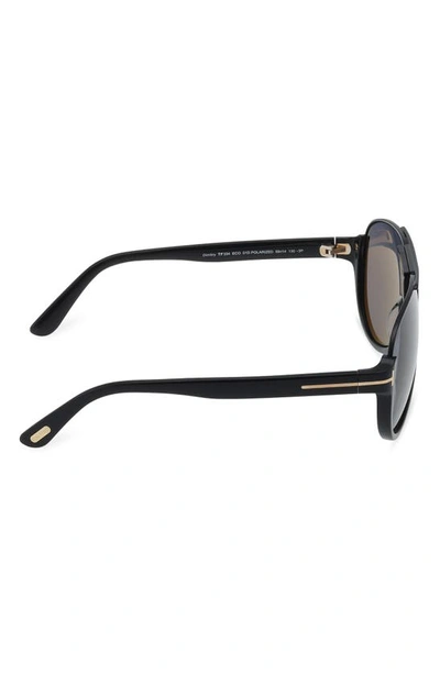 Tom Ford Dimitry 59mm Polarized Aviator Sunglasses In Shiny Black / Smoke