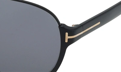 Shop Tom Ford Dimitry 59mm Polarized Aviator Sunglasses In Shiny Black / Smoke