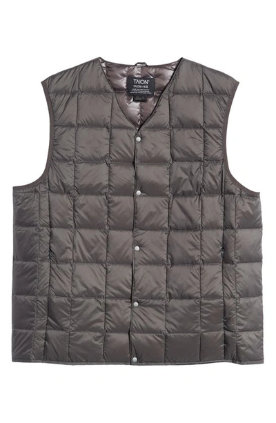 Shop Taion Quilted Packable Water Repellent 800 Fill Power Down Vest In Charcoal