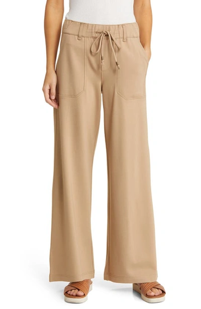 Wit & Wisdom 'ab'leisure Pull-on High Waist Wide Leg Knit Pants In Travertine