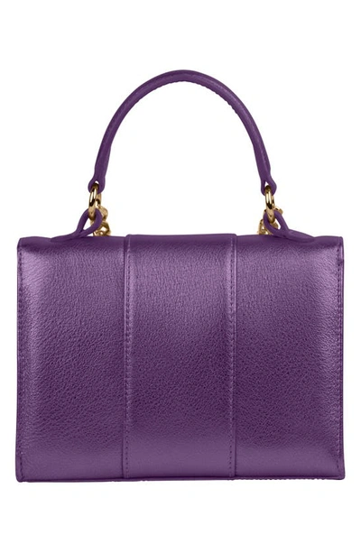 Shop Liselle Kiss Meli Leather Top Handle Bag In Violet/ Silver