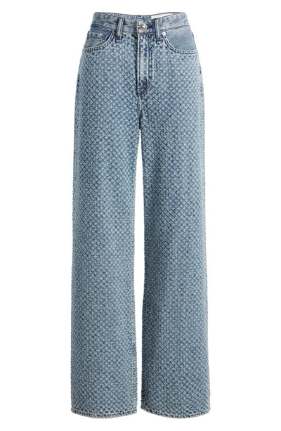 Shop Rag & Bone Logan Pattern Mid Rise Wide Leg Jeans In Medtweed