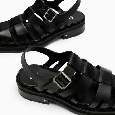 Shop Ami Alexandre Mattiussi Ami Paris Fisherman Sandals In In Black