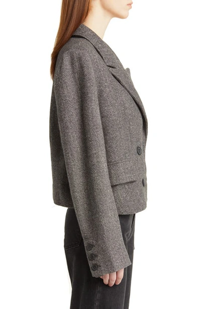Shop Free People Heritage Double Breasted Crop Blazer In Grey Combo