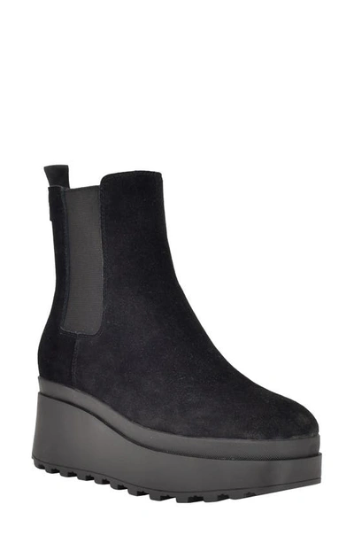 Shop Calvin Klein Nevia Wedge Chelsea Boot In Black