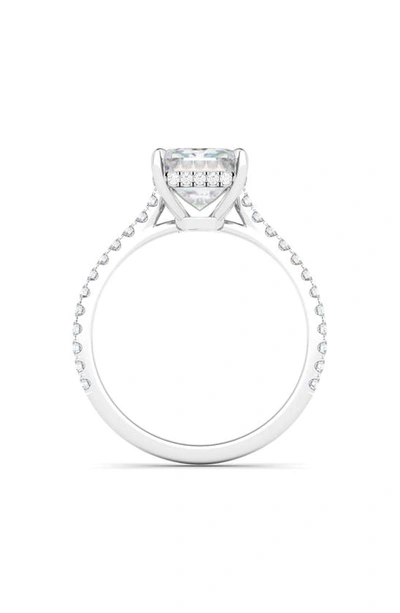 Hautecarat 18k White Gold Emerald Cut Lab Created Diamond Pavé Engagement Ring In 18k White Gold