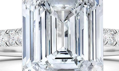 Shop Hautecarat 18k White Gold Emerald Cut Lab Created Diamond Pavé Engagement Ring