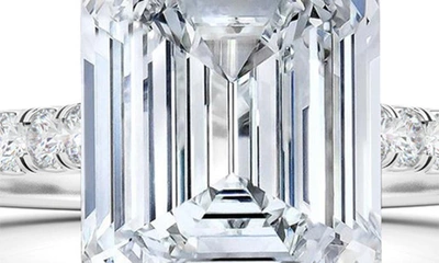 Hautecarat 18k White Gold Emerald Cut Lab Created Diamond Pavé Engagement Ring In 18k White Gold