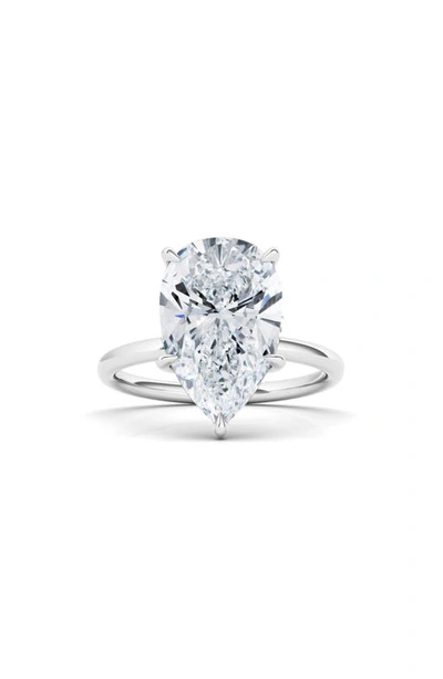 Hautecarat 18k White Gold Pear Diamond Engagement Ring In 18k White Gold