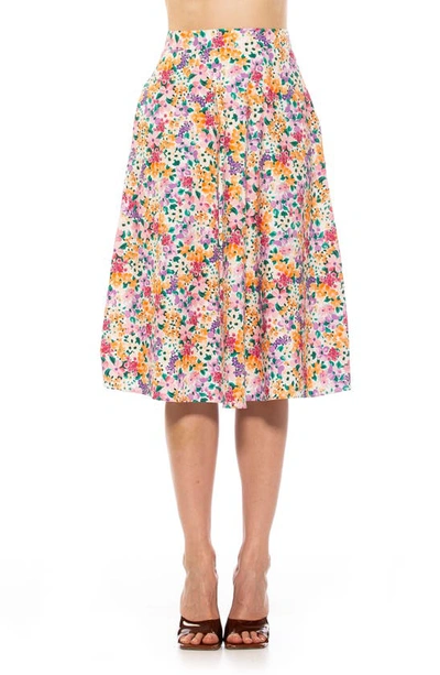 Shop Alexia Admor Mabel Flared Midi Skirt In Floral Multi