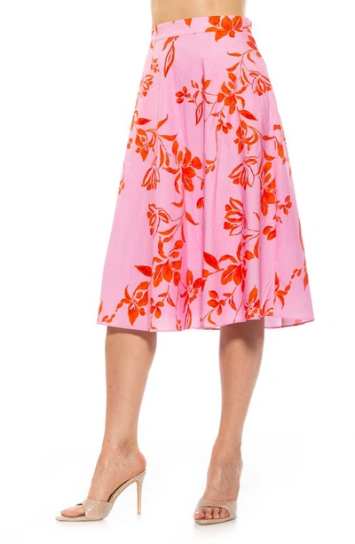 Shop Alexia Admor Mabel Flared Midi Skirt In Pink Floral