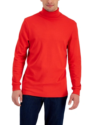Shop Club Room Mens Solid Mockneck Turtleneck Shirt In Red