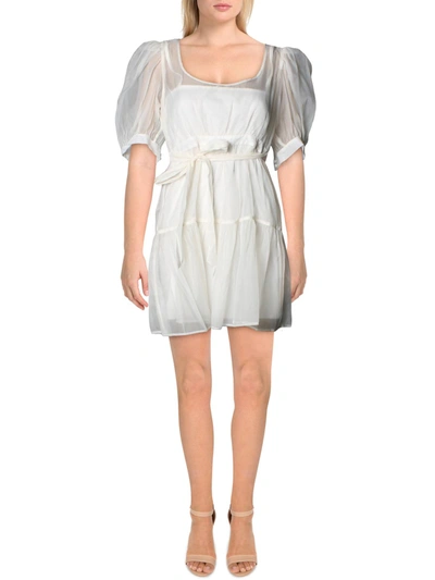 Shop Danielle Bernstein Womens Ruffled Mini Dress In Grey