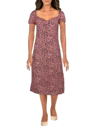Shop Re:named Womens Animal Print Long Midi Dress In Pink