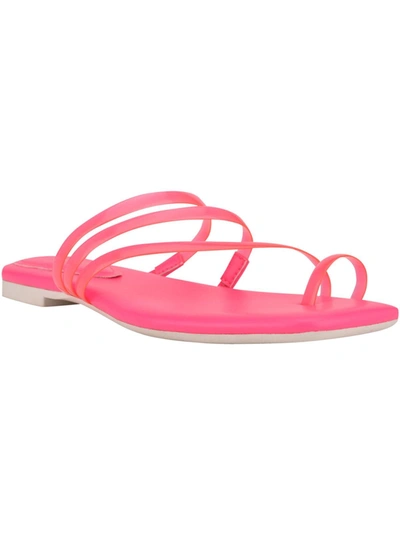 Shop Nine West Darbie 3 Womens Strappy Slip On Flat Sandals In Pink