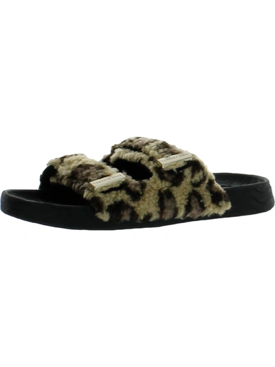 Shop Kenneth Cole Womens Leopard Print Slip On Slide Sandals In Black