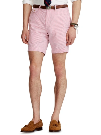 Shop Polo Ralph Lauren Mens Seersucker Classic Fit Flat Front In Pink