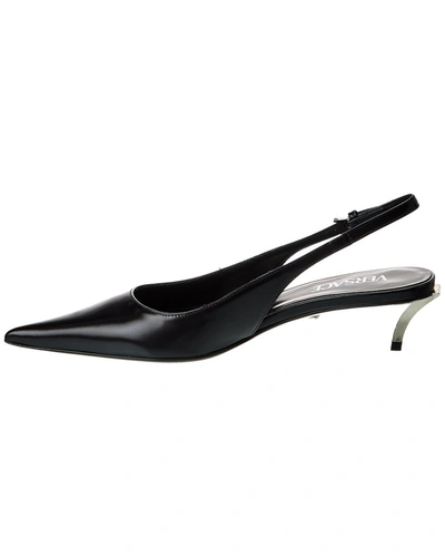 Shop Versace Pin-point Leather Pump In Black