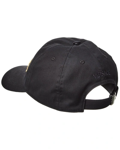 Shop Versace Embroidered Logo Baseball Cap In Black