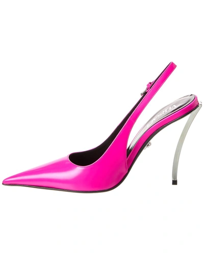 Shop Versace Pin-point Leather Slingback Pump In Pink