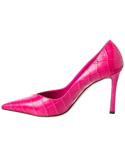 Jimmy Choo Cass 95 Crocodile-embossed Pumps In Pink