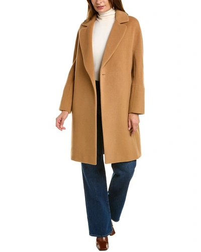 Shop Cinzia Rocca Icons Wool & Cashmere-blend Wrap Coat In Brown