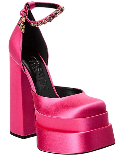 Shop Versace Medusa Satin Platform Pump In Pink