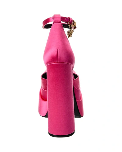 Versace Medusa Head Charm Satin Platform Pumps In Pink