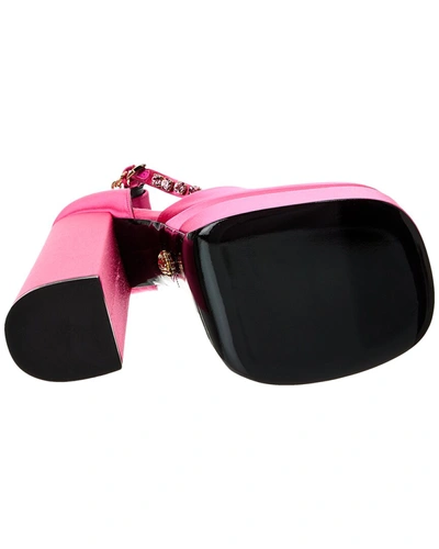 Versace Medusa Head Charm Satin Platform Pumps In Pink