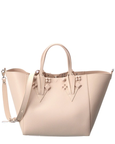 Shop Christian Louboutin Cabachic Small Leather Tote In Beige