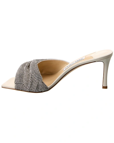 Shop Jimmy Choo Naria 75 Crystal Mesh & Leather Mule In Silver