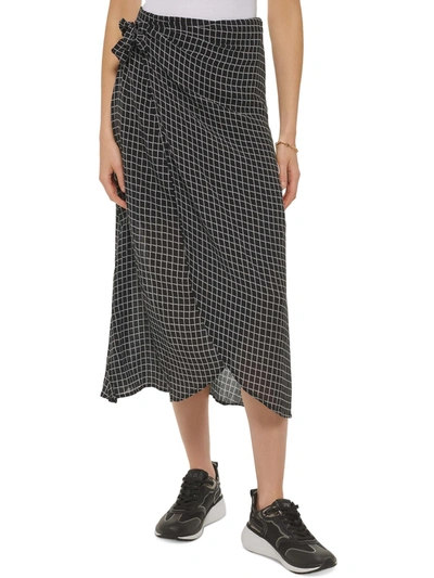 Shop Dkny Jeans Womens Printed Midi Wrap Skirt In Multi