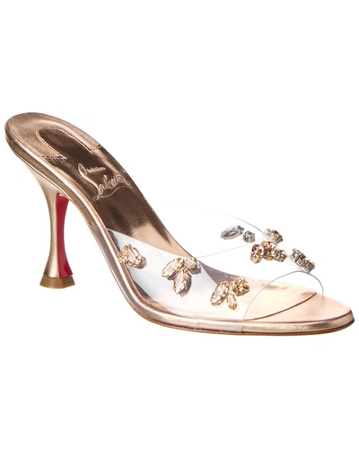Shop Christian Louboutin Degraqueen 85 Vinyl & Leather Sandal In Brown