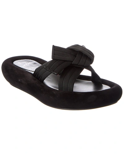Shop Christian Louboutin Matriciasummer Suede & Grosgrain Sandal In Black