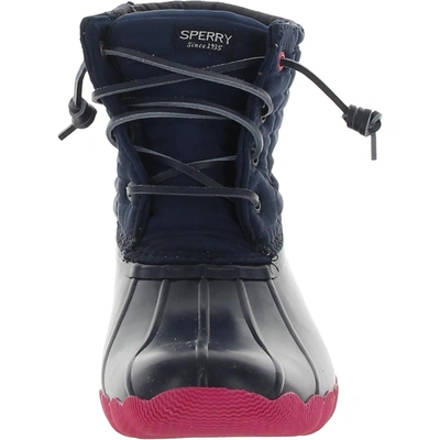 Shop Sperry Girls Faux Leather Ankle Winter & Snow Boots In Pink