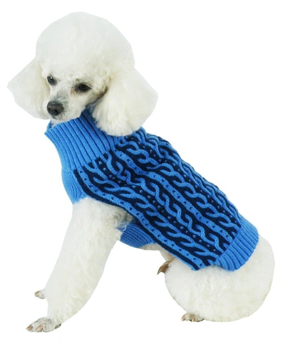 Shop Pet Life 'harmonious' Dual Color Weaved Heavy Cable Knitted Fashion Designer Dog Sweater In Multi