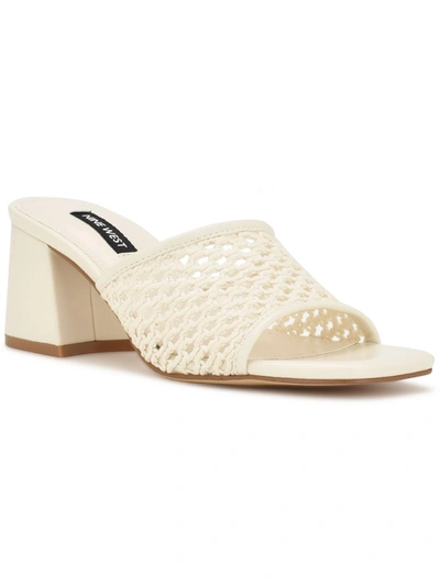 Shop Nine West Galant Womens Faux Leather Woven Heels In White