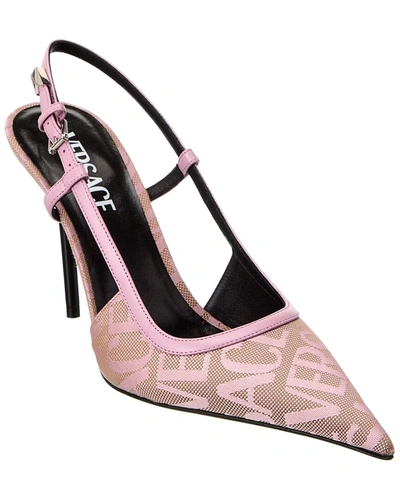 Shop Versace Slingback Leather Pump In Pink