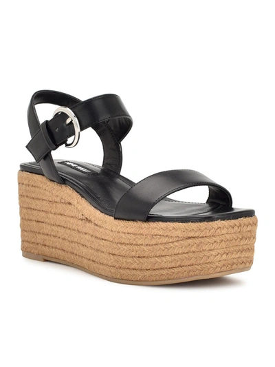 Shop Nine West Nillo 3 Womens Faux Leather Ankle Strap Platform Sandals In Black