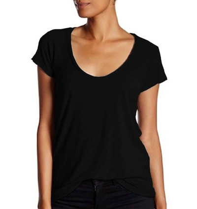 JAMES PERSE WOMEN DEEP SCOOP NECK T-SHIRT IN BLACK 