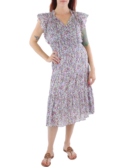 Shop Lauren Ralph Lauren Womens Cotton Tiered Midi Dress In Multi