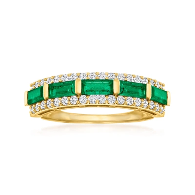 Ross-simons Emerald And . Diamond Ring In 14kt Yellow Gold In White