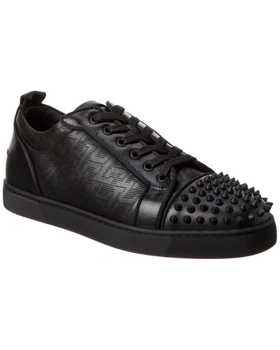 Shop Christian Louboutin Louis Junior Spikes Leather Sneaker In Black