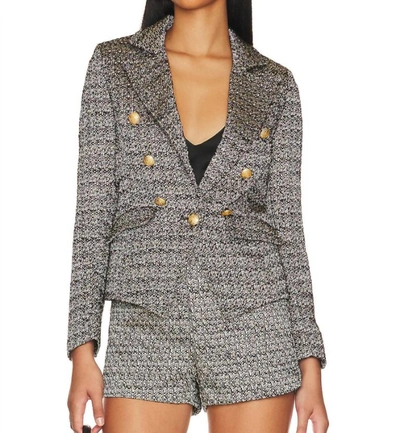 Shop Central Park West Goldie Tweed Blazer In Grey